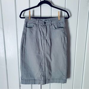Gray Denim Skirt Stretch Denim Pencil Skirt